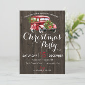 Rode Vrachtwagen Vintage Kerstfeest Kaart (Staand voorkant)