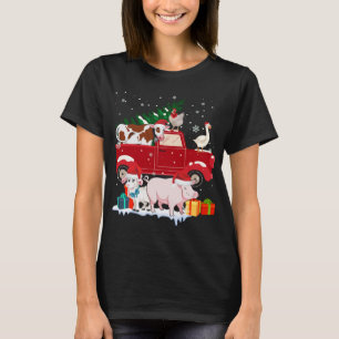 Rode Vrachtwagen Vrolijk Kerstmis Dieren Loves Boe T-shirt