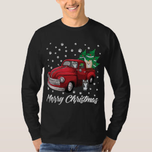 Rode Vrachtwagen Vrolijke Kerstboom Chihuahua Hond T-shirt