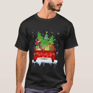 Rode Vrachtwagen Vrolijke Kerstboom Xmas Boxer Hon T-shirt