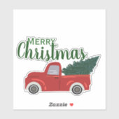 Rode vrachtwagen vrolijke Kerstmis Sticker (Vel)