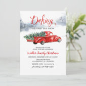 rode vrachtwagenboom kerstuitnodiging kaart (Staand voorkant)