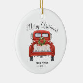  rode vrachtwagenfamilie keramisch ornament (Rechts)