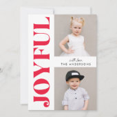 Rode Vreugdevolle Moderne Kerstfoto Feestdagenkaart (Voorkant)