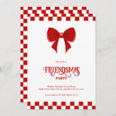 Rode VriendenMas Moderne Kerstfeest Uitnodiging (Voorkant / Achterkant)