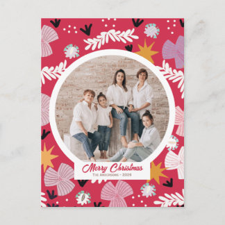 rode vrolijk kerst foto collage gepersonaliseerd   feestdagenkaart