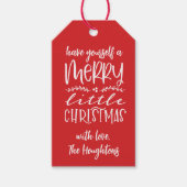 Rode Vrolijk Kerstcadeau Labels Cadeaulabel (Voorkant)