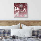 Rode Vrolijke en Heldere Sneeuwvlokken Kerstmis Canvas Afdruk (Insitu (Slaapkamer))