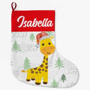 Rode vrolijke kerst Giraffe Santa Holiday kinder Grote Kerstsok