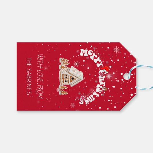 Rode vrolijke kerst graffiti cadeau Labels Cadeaulabel (Voorkant (Horizontaal))