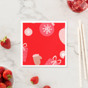 Rode vrolijke kerst Ornamenten sneeuwvlokken hands Servet