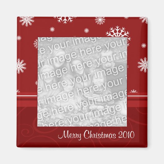 Rode Vrolijke Kerstmis 2010 Fotomagneet Magneet (Voorkant)