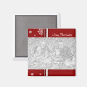 Rode Vrolijke Kerstmis Fotomagneet Magneet (Voorkant / Achterkant)