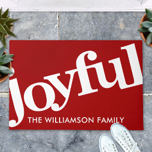 Rode Vrolijke Vetgedrukte Typografie Kerst Welkom Deurmat