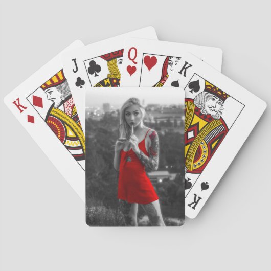 Rode vrouw pokerkaarten (Achterkant)