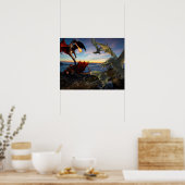 Rode vs Groene Draken Gevecht Fantasy Strijd Poster (Keuken)