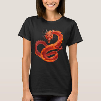 Rode Vuurdraak Kunst | Mythisch Vlam Draak Ontwerp T-shirt