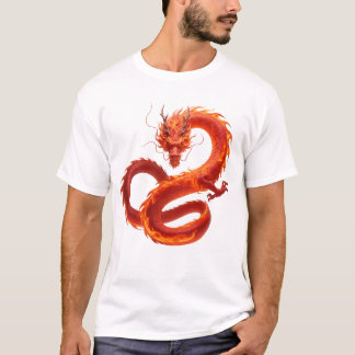 Rode Vuurdraak Kunst | Mythisch Vlam Draak Ontwerp T-shirt