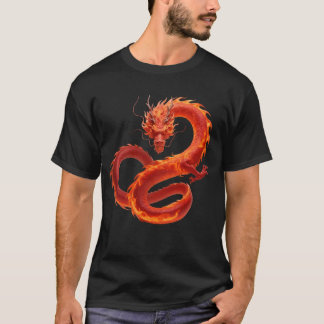 Rode Vuurdraak Kunst | Mythisch Vlam Draak Ontwerp T-shirt