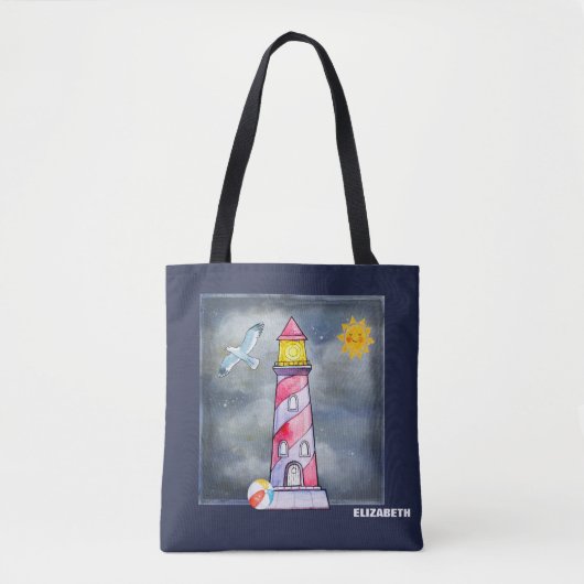 Rode vuurtoren met een Stormy Background Custom Draagtas (Voorkant)