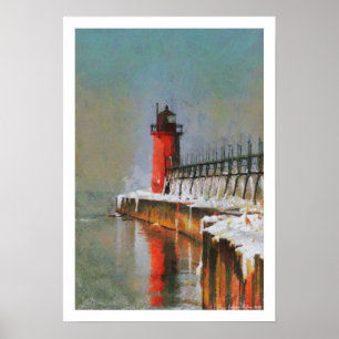Rode vuurtoren Poster afdrukken