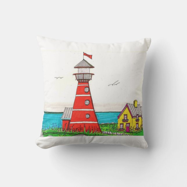 Rode vuurtoren Sierkussen (Voorkant)