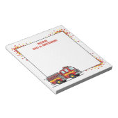 Rode Vuurtruck Vuurtruck Gepersonaliseerde Mitswa Notitieblok (Schuin)