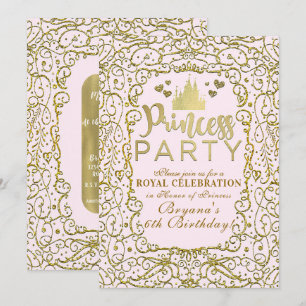 Rode Wangen Roze & Gouden Kasteel PRINSESSEN FEEST Kaart