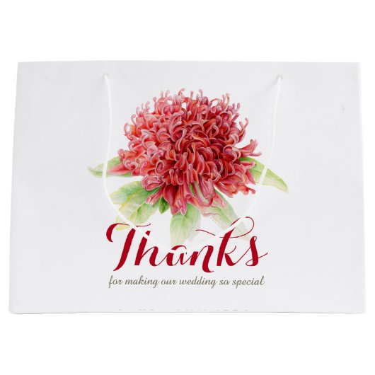 Rode waratah bloem kunst dank u bruiloft tassen large cadeauzakje (Voorkant)