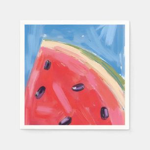 Rode Watermeloen Aquarel Fruit Schilderij Servet