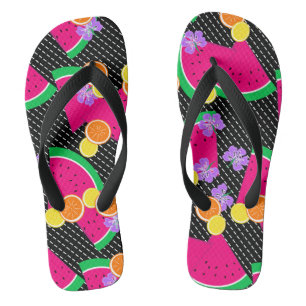 Rode Watermeloen Gele Citroenen Tropisch Teenslippers