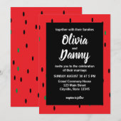 Rode Watermeloen Zomer Bruiloft Kaart (Voorkant / Achterkant)