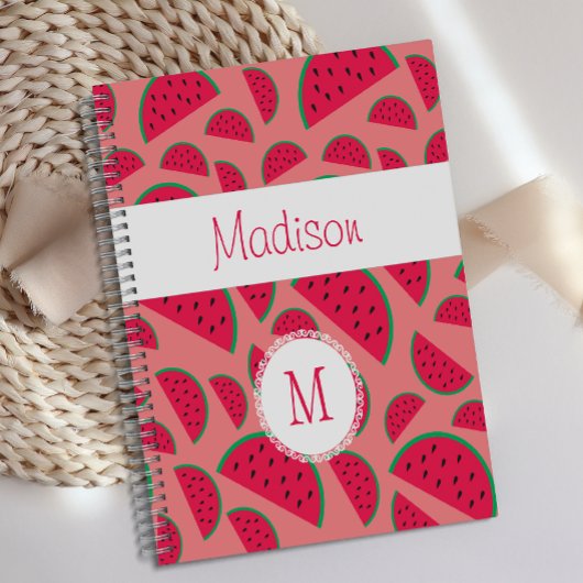 Rode Watermeloen Zomer Leuk Trendy Monogram Planner