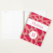 Rode Watermeloen Zomer Leuk Trendy Monogram Planner (Display)