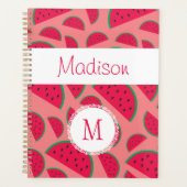 Rode Watermeloen Zomer Leuk Trendy Monogram Planner (Voorkant)