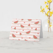 Rode watermeloenen, harten, strepen, zomerpatroon kaart (Gele Bloem)