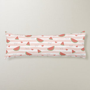 Rode watermeloenen, harten, strepen, zomerpatroon lichaamskussen