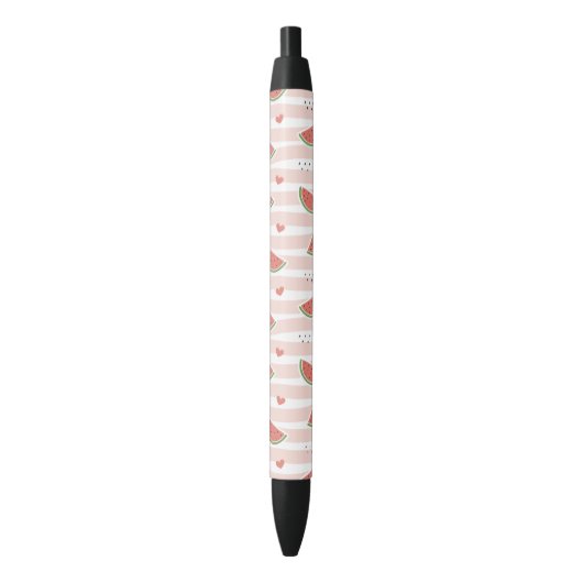 Rode watermeloenen, harten, strepen, zomerpatroon zwarte inkt pen (Voorkant Verticaal)