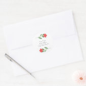 Rode Waterverf Abstract Bloemen Ronde Sticker (Envelop)