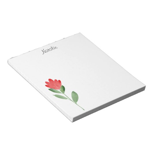 Rode Waterverf Abstracte Bloem Notitieblok (Schuin)