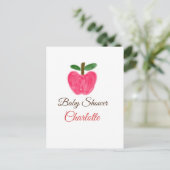 Rode Waterverf appel baby shower naam toevoegen ti Briefkaart (Staand voorkant)