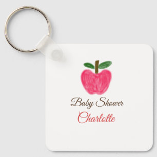 Rode Waterverf appel baby shower naam toevoegen ti Sleutelhanger