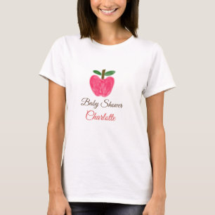 Rode Waterverf appel baby shower naam toevoegen ti T-shirt