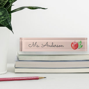 Rode Waterverf Apple Aangepaste leraar Naambordje