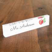 Rode Waterverf Apple Aangepaste leraar Naambordje (Zijkant)