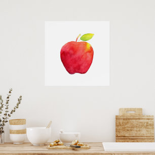 Rode Waterverf Apple Poster