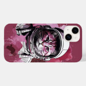 Rode Waterverf Astronaut Cat Case-Mate iPhone Case (Achterkant (horizontaal))