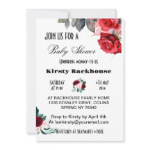 Rode Waterverf Bloem Baby shower