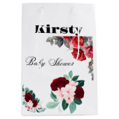 Rode Waterverf Bloem Baby shower Medium Cadeauzakje (Voorkant)