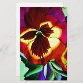 Rode waterverf bloem briefpapier (Voorkant / Achterkant)